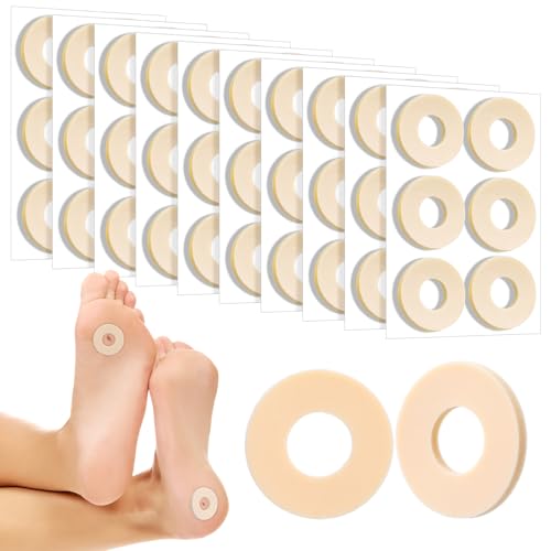HJZHII 60 Pcs Callus Cushions for Foot Soft Foam Foot Callus Cushions Adhesive Foam Pad Corn Round Feet Corn Pads Corns Protectors for Men Women Toes Heel Pain Relief Feet Care