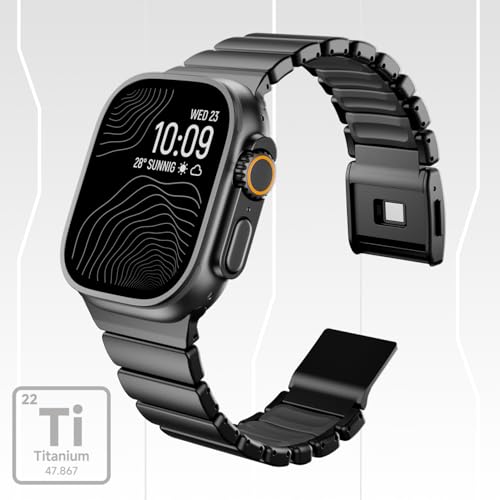 Image of Magnetic Titanium Band Compatible with Apple Watch Ultra 3 /2 /1 Band 49mm Series 11 10 46mm 45mm 44mm 42mm SE 3 /2 /1 9 8 7 6 5 4,Luxury Silicone Dual-Layer Link For iwatch Men Women
