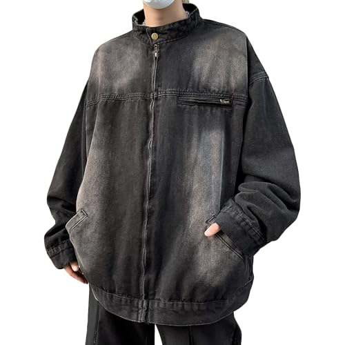 Veste vintage en jean délavé pour homme look streetwear punk gothique