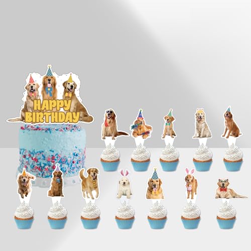 25 Pcs Golden Retriever Kuchen Dekorationen Golden Retriever Kuchen Topper Cupcake Toppers für Golden Retriever Hund Geburtstag Dekorationen Golden Retriever Party Dekorationen