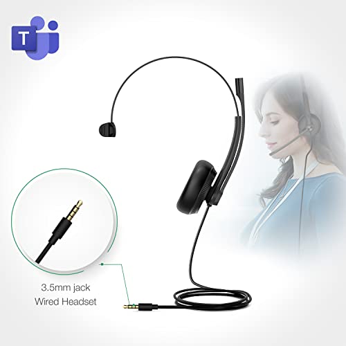 Yealink Uh34 Headset With Microphone For Pc Laptop, 3.5Mm Jack On Ear Headphone Noise Canceling&Volume Control, Teams Certified Work Office Headset #TOP1