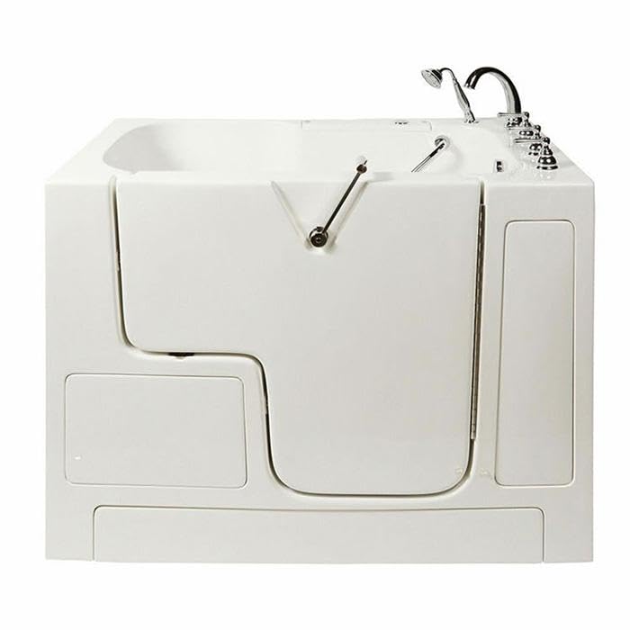 Badewanne mit Tür und Sitz Modell 3052 Größe 135 x 75 cm Version links weiß