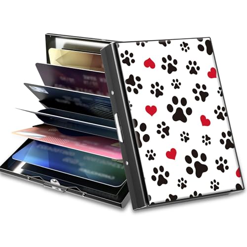 BWEGRHE Pequeñas carteras de viaje delgadas con múltiples ranuras para organizar tarjetas de crédito, bonito tarjetero con bloqueo RFID, cartera pequeña para mujeres y hombres, Bonitas huellas de