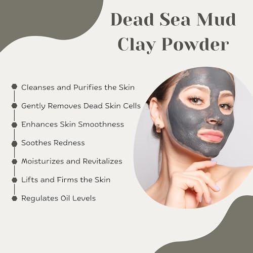 Dead Sea Mud Clay Powder | 114 g (4oz) for Facial Mask for Men & Women | Natural Facial Cleanser, Skin Tightening, Blackhead Remover- Natural Mud clay powder - Image 2