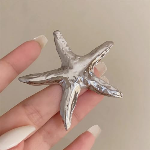 Image of Ocean Starfish Brooch Pin for Women Gold Plated Stainless Steel Fashion Sea Star Marine Style Brooches Lapel Pins Cute Dress Accessories Birthday Beachy Party Jewelry Gift