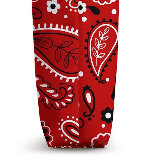 Bolso tote con estampado paisley rojo estilo vaquero y bandana miniatura 3