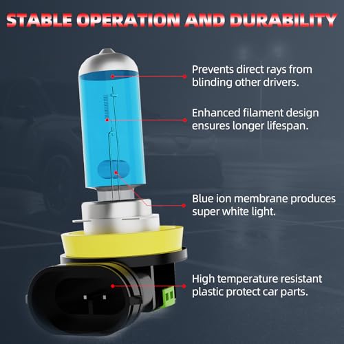 Image of Headlight Bulbs Fit For Nissan Pathfinder 2017-2020, 300% Ultra Brighter Halogen Headlight Bulb + License Plate Lights Combo, H11 H11 H11 High Low Beam Fog Lights, 6500k White Light, Pack of 8