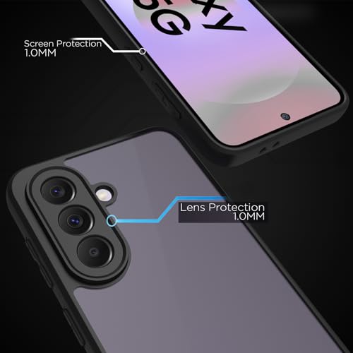 Image of RIGGEAR Shockproof Sleek Hybrid Armor Back Cover Case for Samsung Galaxy A37 5G (Smoke Black Matte PC + Black TPU Bumper)