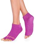 Tucketts Womens Yoga Socks, Toeless Non Slip Skid Grip Low Cut Socks for Yoga, Pilates, Barre, Studio, Bikram, Ballet, Dance - Anklet Style (Raspberry)