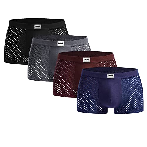 BOXR Underwear – Bóxers de Bambú para Hombre – Pack de 4 – Suaves – Transpirables – Duraderos – Cómodos Ropa Interior – S-3XL
