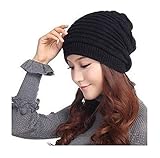 DIGITAL SHOPEE Unisex einfarbige Wintermütze aus Wolle, Einheitsgröße, Schwarz, Einheitsgröße