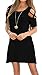 KATEKATECAT Womens Dresses Cold Shoulder Round Neck Loose Tunic Casual T Shirt Dress Black M