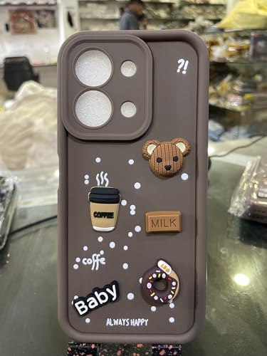 Image of Bintage Ball Bear| Donut| Milk Cake| Baby| Coffee Rubber Case Full Body & Camera Protection Back Cover Compatible for MI Poco C85 5G - Brown