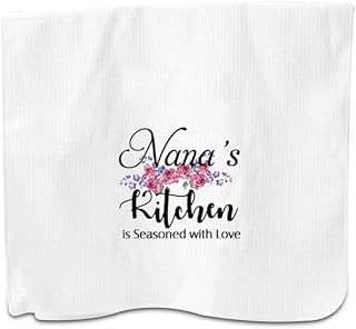 PXTIDY Nana's Kitchen is Seasoned with Love Flour Sack Towel Kitchen Dish Towel Sweet Housewarming Gift Grandma Kitchen Towel Nana Gift