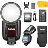 Godox V1 Pro C V1Pro C TTL Flash d'Appareil Photo à Tête Ronde pour Canon, 2.4G 1/8000s HSS Speedlight, 500 Flashes à Pleine Puissance, Charge par Type C, Lampe Pilote LED, Externe Flash pour Canon
