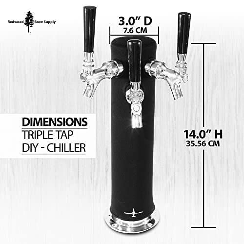 Redwood Brew Supply Keg Tower Insulator Custom, Neoprene Beer Tower Cover, Customizable Size, End Foam And Ensure Ice-Cold Pours (3.0" Diameter X 14.0") #TOP4