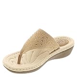 CLIFFS BY WHITE MOUNTAIN Calling Women's Thong Sandal, Beige/Fabric, 8 M