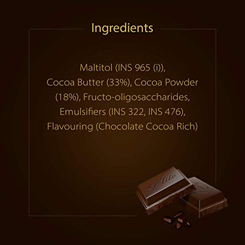 Image of Sugar Free D'lite Rich Cocoa Dark Chocolate Bar, 80Gm(Pack Of 8)