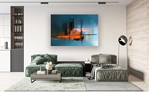 Muolunna Bk3569 Canvas Prints Colorful Abstract Painting Wall Art Modern Art On Blue Background Stretched And Framed Ready To Hang For Living Room Bedroom And Office Home Kitchen Artwork 24X36Inch #TOP1