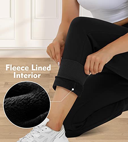 Heathyoga Fleece Lined Joggers For Women Thermal Sweatpants For Women Joggers With Pockets Workout Pants Running Pants Black #TOP2