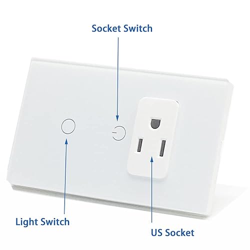 Miniatura 6 de Combo de salida e interruptor inteligente WiFi, requiere cable neutro, control individual, panel táctil, Tuya APP Smart Life, 15A/90-250V AC 60Hz,