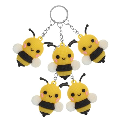 ERINGOGO 5Pcs pequeño colgante de abeja dulce conejito dejar encanto llave accesorios tapas lindo colgante de abeja de dibujos animados Favores de fiesta monedero decoraciones Metal Yellow