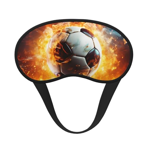 Sleep Mask for Side Sleeper Silk Sleeping Eye Masks with Elastic Strap Super Soft Eye Sleep Shade Cover Burning Soccer Ball Blackout Night Blindfold for Women Men Travel