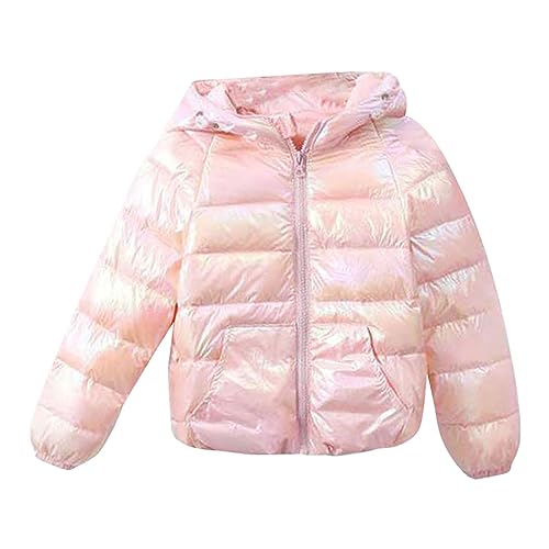 Children Autumn Winter Coat Boys/Girls Cotton Jacket Autumn/winter Solid Color Letter Printing (Pink, 6-7 Years)