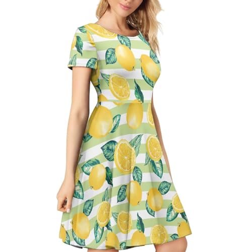 Image of Biyejit Women's Summer Casual Short Sleeve T-Shirt Swing Dress Crew Neck Plus Size S-4XL