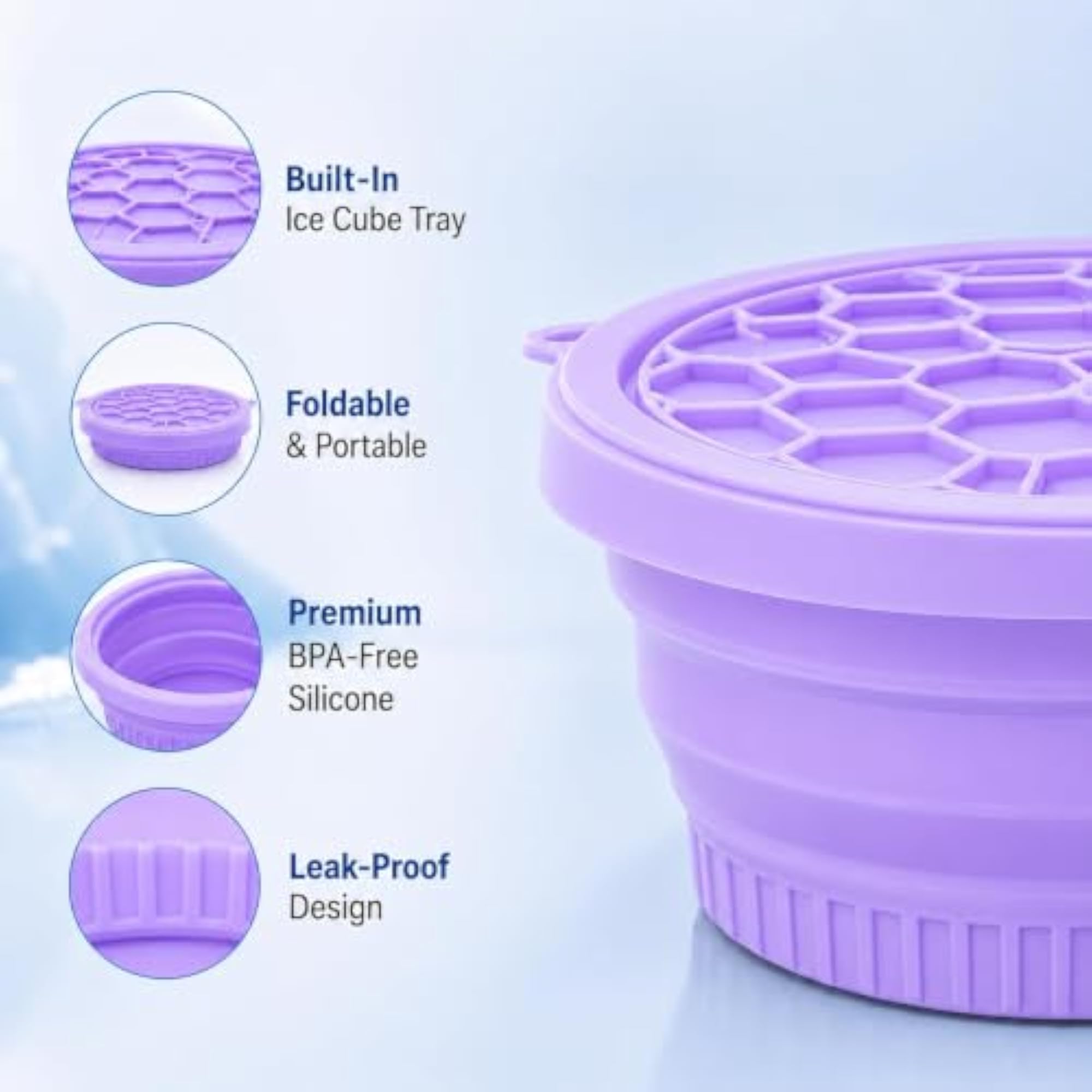 Silicone Collapsible Face Bowl with Built-in Ice Tray, Modern Style