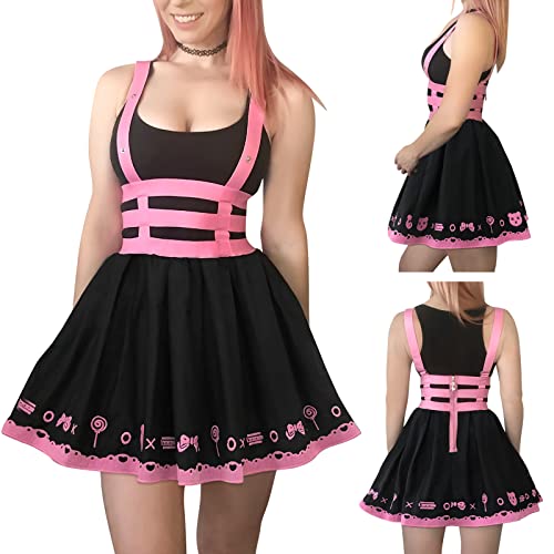 LittleForBig Overall Skirt Romper - Teddy Bear Overall Skirt XS Pink - Image 2