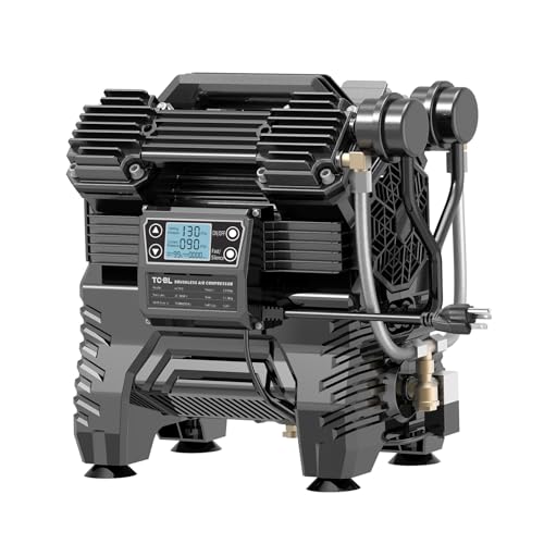 TCBL Heavy Duty Air Compressor 145PSI 3HP Tankless and Oil Free Air Pump with Digital Display, Brushless Motor, 4 Cylinders, Ultra Quiet 75 dBA