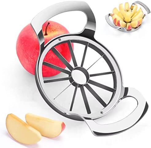 AUBENR 4.3 Inch Extra Large Apple Slicer with 12 Blades - Professional Heavy Duty Apple Cutter - Stainless Steel Apple Corer Tool - Sharp Apple Slicer and Corer - Easy to Use - Dishwasher Safe