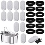 24 Stück Katzenbrunnen Filter, 12 Aktivkohlefilter und 12 Schaumfilter für 3.2L/2L Edelstahl Trinkbrunnen für Katzen und Hunde, Dreifach-Filtration für Sauberes Frisches Wasser