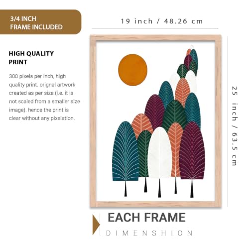 Image of kotart Boho Painting Wall Art Home Decoration Paintings With Frame For Living Room Bed Room Hotel Wall Decor Digital Reprint Set of 3 (19X25 inch)