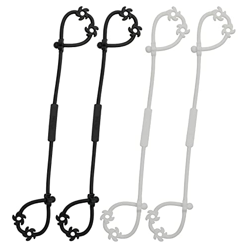 Image of Toy Safety Straps, Food Grade Silicone Pacifier Clips Sippy Cup Strap Stretchable Adjustable for Strollers, High Chair, Cribs, Hanging Baskets, 4 Pack (White x2 / Black x2)