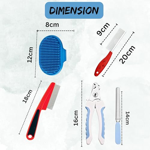 Foodie-Puppies-Pet-4-in-1-Grooming-Combo-of-Flea-Comb-Nail-Cutter-Soothing-Glove-and-Paw-Single-Side-Comb-Suitable-for-Dogs-Puppies-Cats-and-Other-Small-Animals
