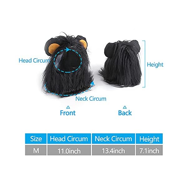 Jobede pet lion mane wig, halloween cat dog lion black mane with ears for halloween pet costume vampire themed party pumpkin easter party photo shoots and gifts for cat lovers (medium) - image 3