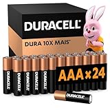 Duracell Pilhas Alcalinas AAA Palito Pack 24 Unidades – Dura Mais - Ideal para Controle de Videogame e Brinquedos