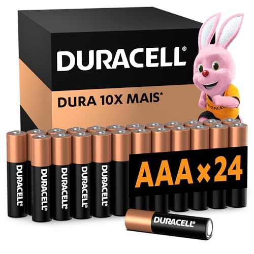 Duracell Pilhas Alcalinas AAA Palito Pack 24 Unidades – Dura Mais - Ideal para Controle de Videogame e Brinquedos