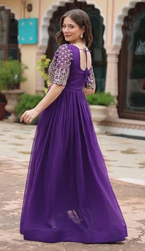 Image of Fashion Basket Georgette Embroidered Anarkali Gown for Women