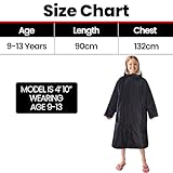 Heatwave Changing Robe Outdoor Long Sleeve Windproof & Waterproof Kids Unisex Robes Hooded Coat For Beach Wild Swimming Surfing Quick Dry, Black/Grey 9-13 Years - Image 5