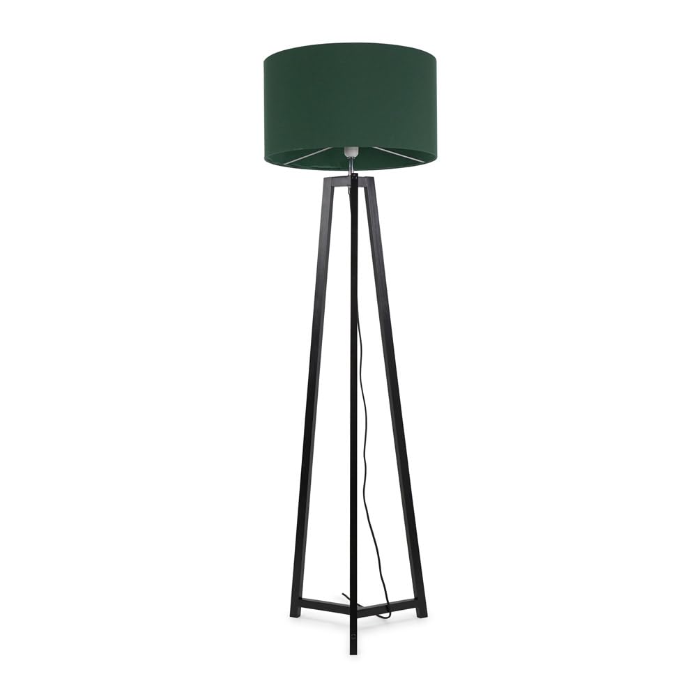 ValueLights | Black Wood Tripod Floor Lamp with Forest Green Fabric Drum Lampshade Living Room Light | Floor Lamps, Home Décor & Improvement Essential
