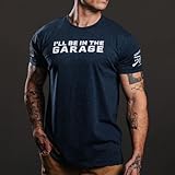 Grunt Style I'll Be in The Garage - Funny Mechanic Graphic Tee, Casual, Comfort Fit - Men's Short Sleeve T-Shirt - (Midnight Navy, X-Large)