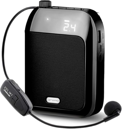 TTBD 拡声器 無線拡声器 2.4G技術内蔵 ワイヤレスポータブル拡声器 ハンズフリー拡声器 ワイヤレスマイク付属 音楽再生/ラジオ放送/拡声/対応 USB充電式 TF/SDカード対応 (ブラック)