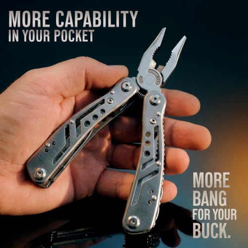 24-in-1 Multitool with Knife, Pliers, 11 Bits Sharp Stainless Steel & File - Multi Tool for Men - Ideal Gear with Tools for Camping Hiking, Survival, EDC - Best Gifts for Husband Boyfriend 2238 - Image 5