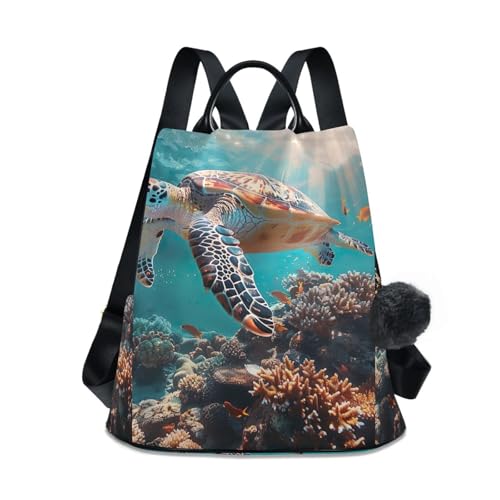 Sac à dos tortue de mer antivol pour femme : voyagez l'esprit tranquille avec ce sac corail