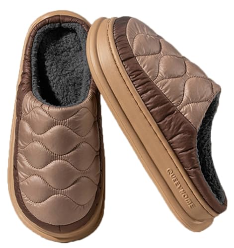 Caistre Puffy House Slippers for Women Men Winter Memory Foam Plush Slippers Soft Warm Furry Non-Slip Shoes Unisex