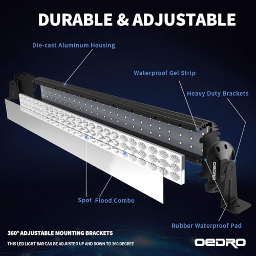 Image of OEDRO 758W 66430LM LED Light Bar 52in Tri-Row Combo Beam w /Wiring Harness
