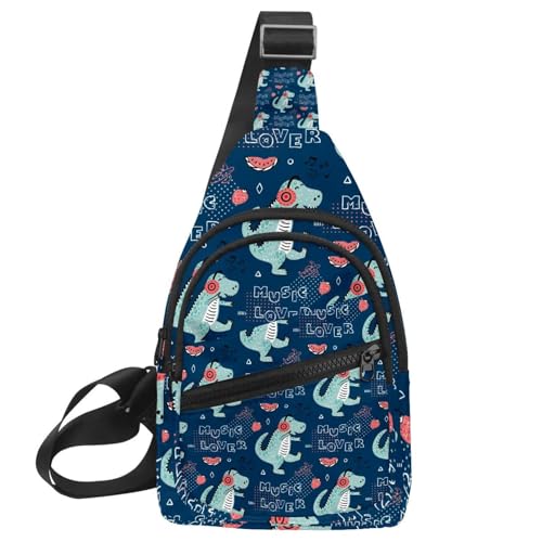Sac à bandoulière dinosaure bleu sac de poitrine homme femme multicolore